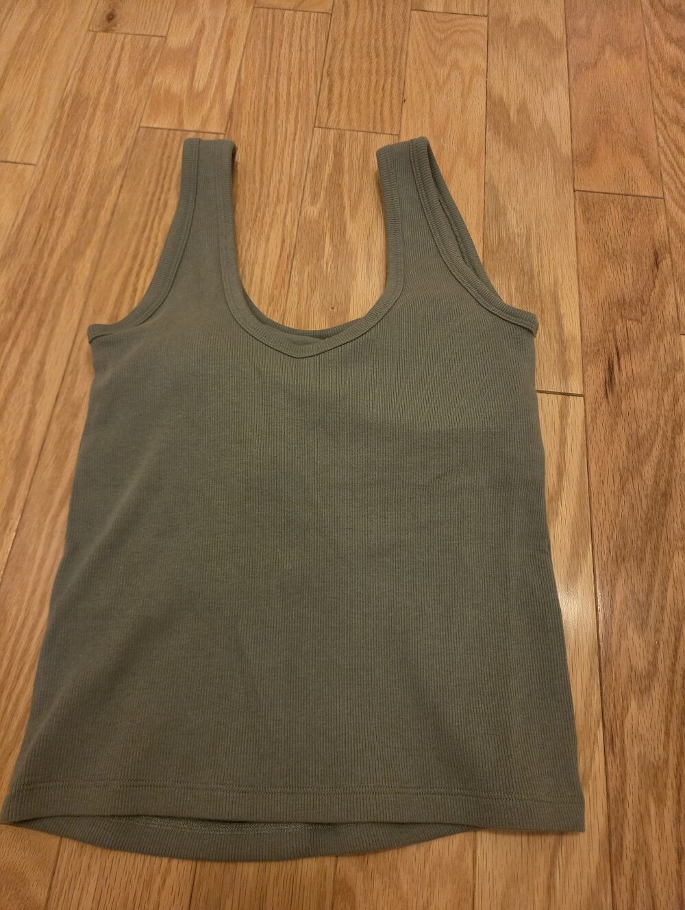 Women's Olive Ribbed Tank Top - Picture 2 of 4